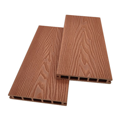 Piso externo antiderrapante de grão de madeira em relevo 3D WPC para pátio