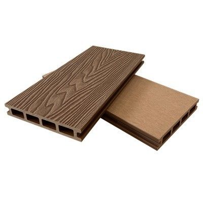 Decking plástico composto contemporâneo WPC 3D da madeira da teca gravado para o terraço