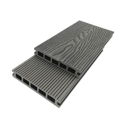 O Decking composto antracite à prova de fogo 3D de WPC gravou a cor da sequóia vermelha da teca