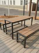 Conjunto popular de móveis de jardim - Mesa WPC comercial externa com banco