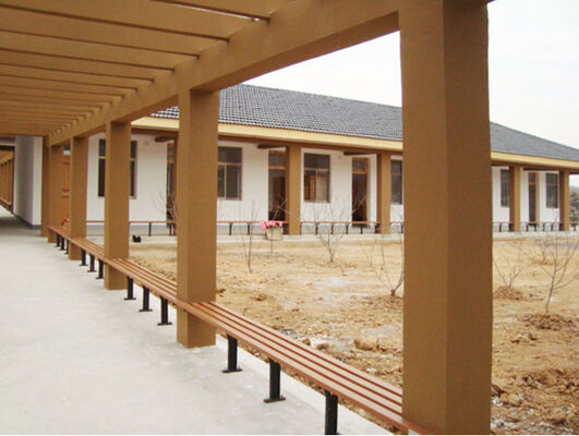 Parque ao ar livre fora do pátio do jardim público WPC ripas de madeira sem encosto banco de assento